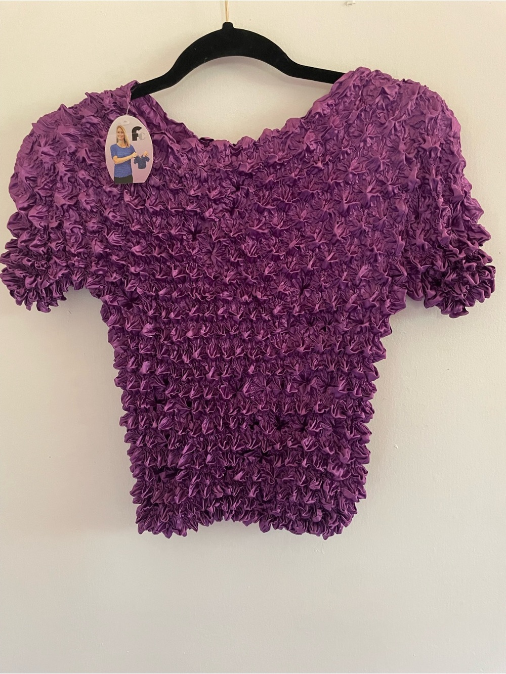 NWT Vintage! Y2K FC Purple Popcorn Bubble Stretch Shirt Top